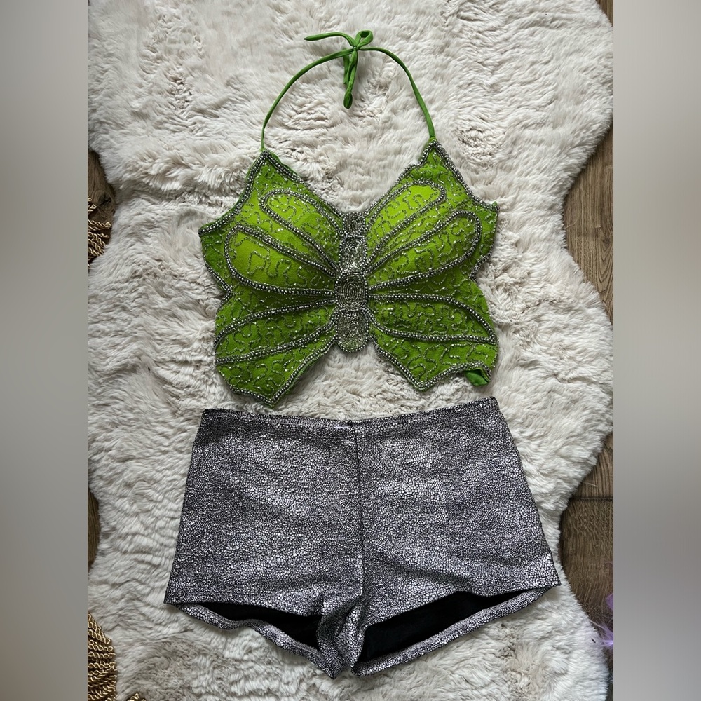 RAVE SET WITH VINTAGE BEADED BUTTERFLY TOP